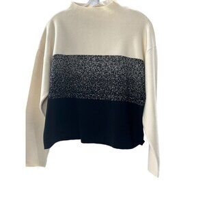 NWT Anne Klein Block Print Mock Neck Large Sweater